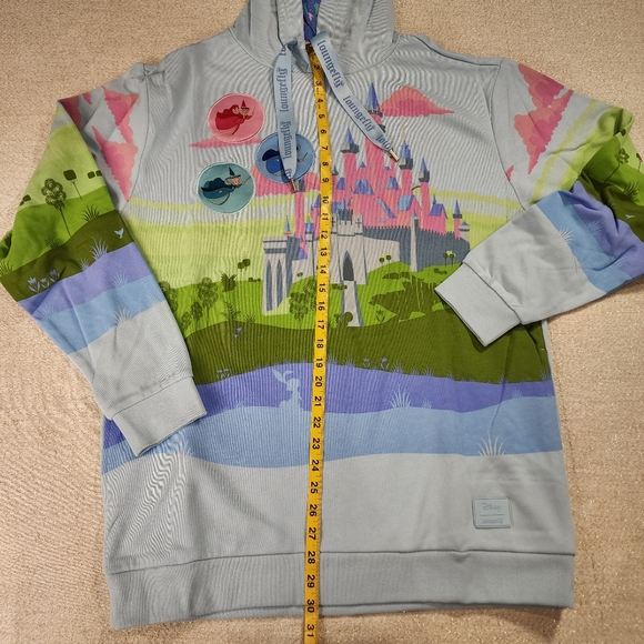 Loungefly Disney Sleeping Beauty Castle Three Good Fairies Unisex Hoodie L NEW - Picture 8 of 14